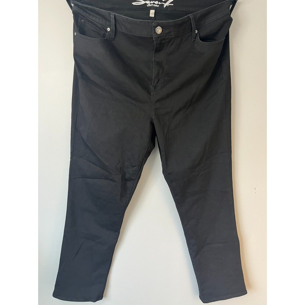 Women’s Seven for All Mankind Black Denim Jeans Size 18W Stretch Straight/Bootcu